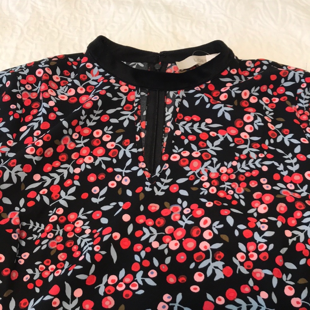 NWT LOFT Velvet Trim Winter Floral Dress M - Picture 4 of 6